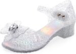 Princess Sandals Jelly Shoes for Girls, Snow Queen Little Girls Toddler Glitter Dress Flats with Bow Birthday Frozen Inspired Party Cosplay Costumes