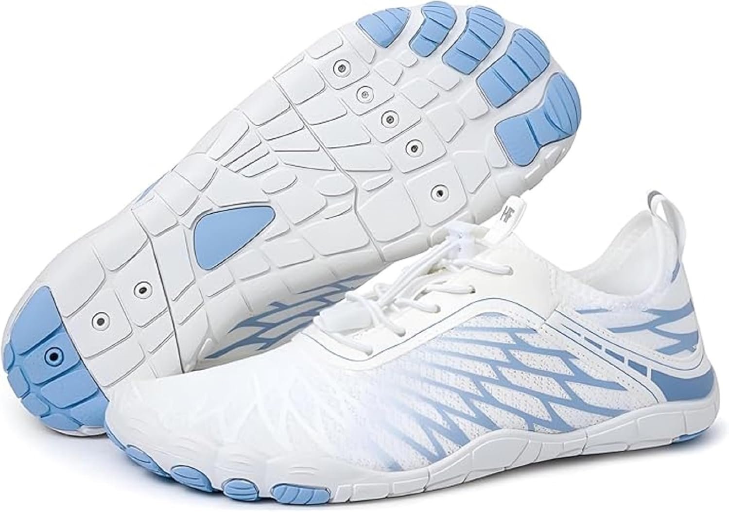 71Zrz9yQIWL._AC_SL1500_.jpg HF Signature Healthy & Non-Slip Breathable Barefoot Shoes, Flexible Lightweight Daily Wear Walking Shoes Unisex White/Blue - Image 1