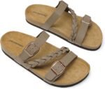 DREAM PAIRS Women's Slides Soft Cork Footbed Sandals Comfortable Walking Slip-on Flat Sandals Arch Support Adjustable Buckle Braided Straps Slippers - Image 6