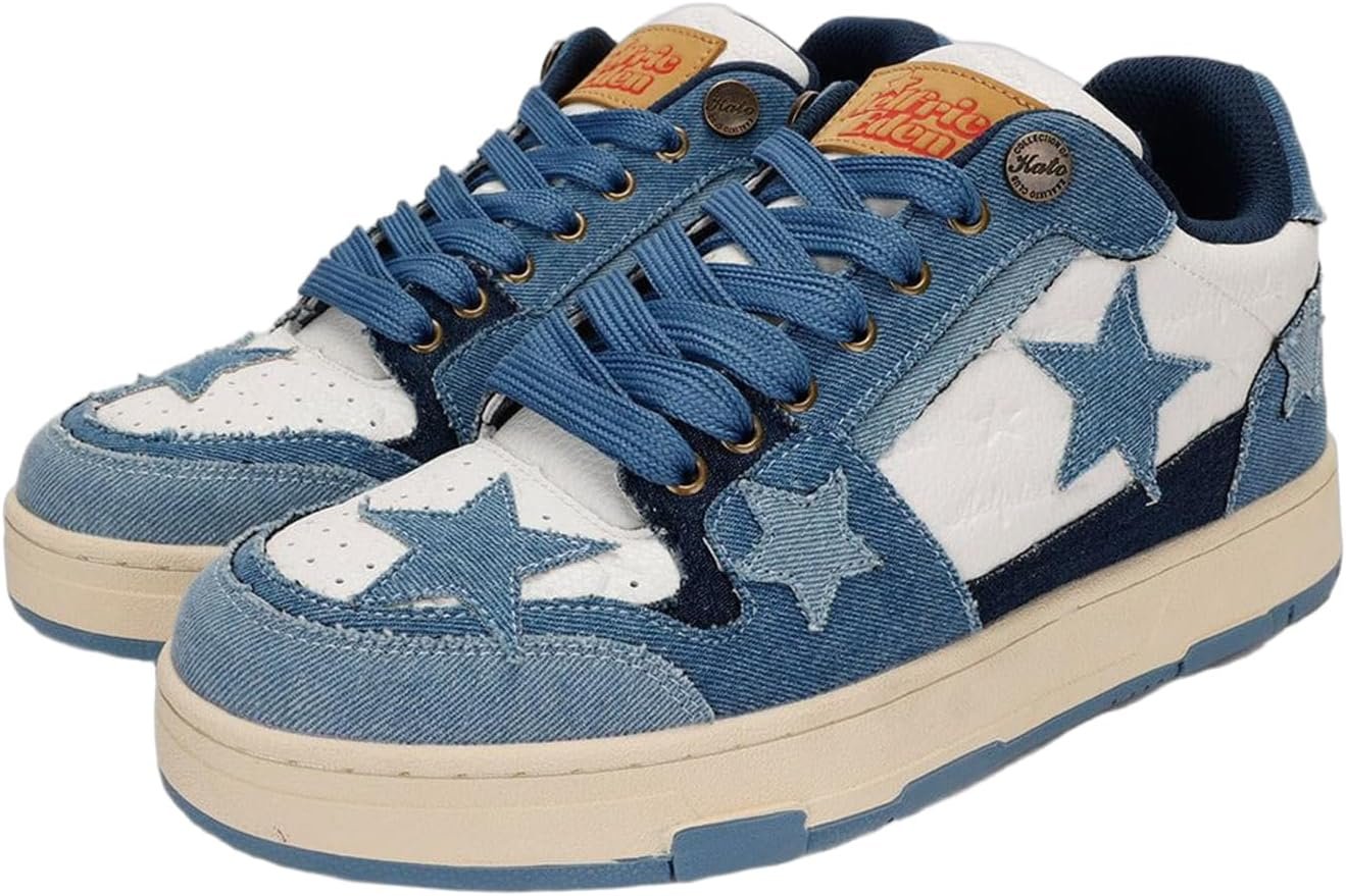 71ubM41Lu8L._AC_SL1500_.jpg Aelfric Eden Sneakers Starry Climb Stars Casual All-Match Denim Skate Shoes Lace-up Sneaker - Image 1
