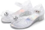 Princess Sandals Jelly Shoes for Girls, Snow Queen Little Girls Toddler Glitter Dress Flats with Bow Birthday Frozen Inspired Party Cosplay Costumes - Image 7