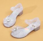 Princess Sandals Jelly Shoes for Girls, Snow Queen Little Girls Toddler Glitter Dress Flats with Bow Birthday Frozen Inspired Party Cosplay Costumes - Image 3